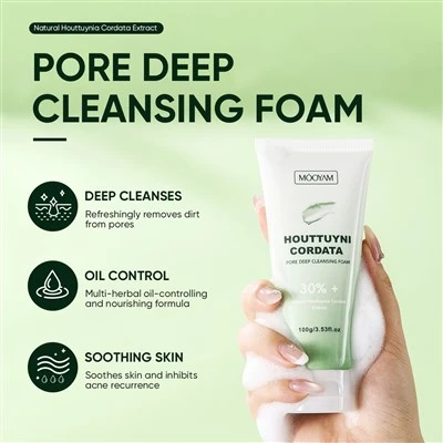 MOOYAM Houttuyni Cordata Mousse nettoyante en profondeur pour les pores